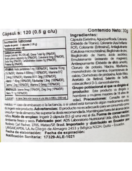 Diarium Multivitamins (Multivitamínico) 120 Cápsulas
